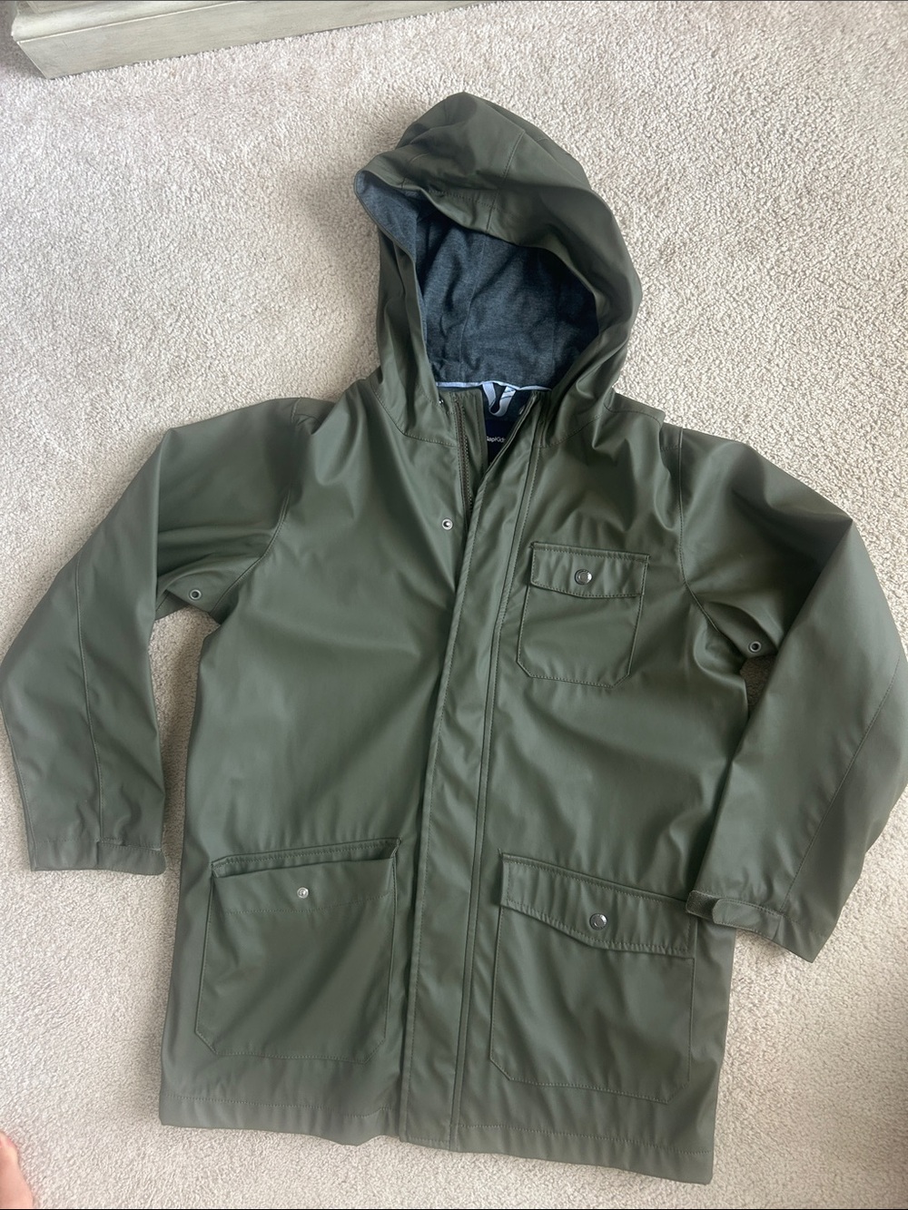 Kids Gap Olive Green Hooded Raincoat
